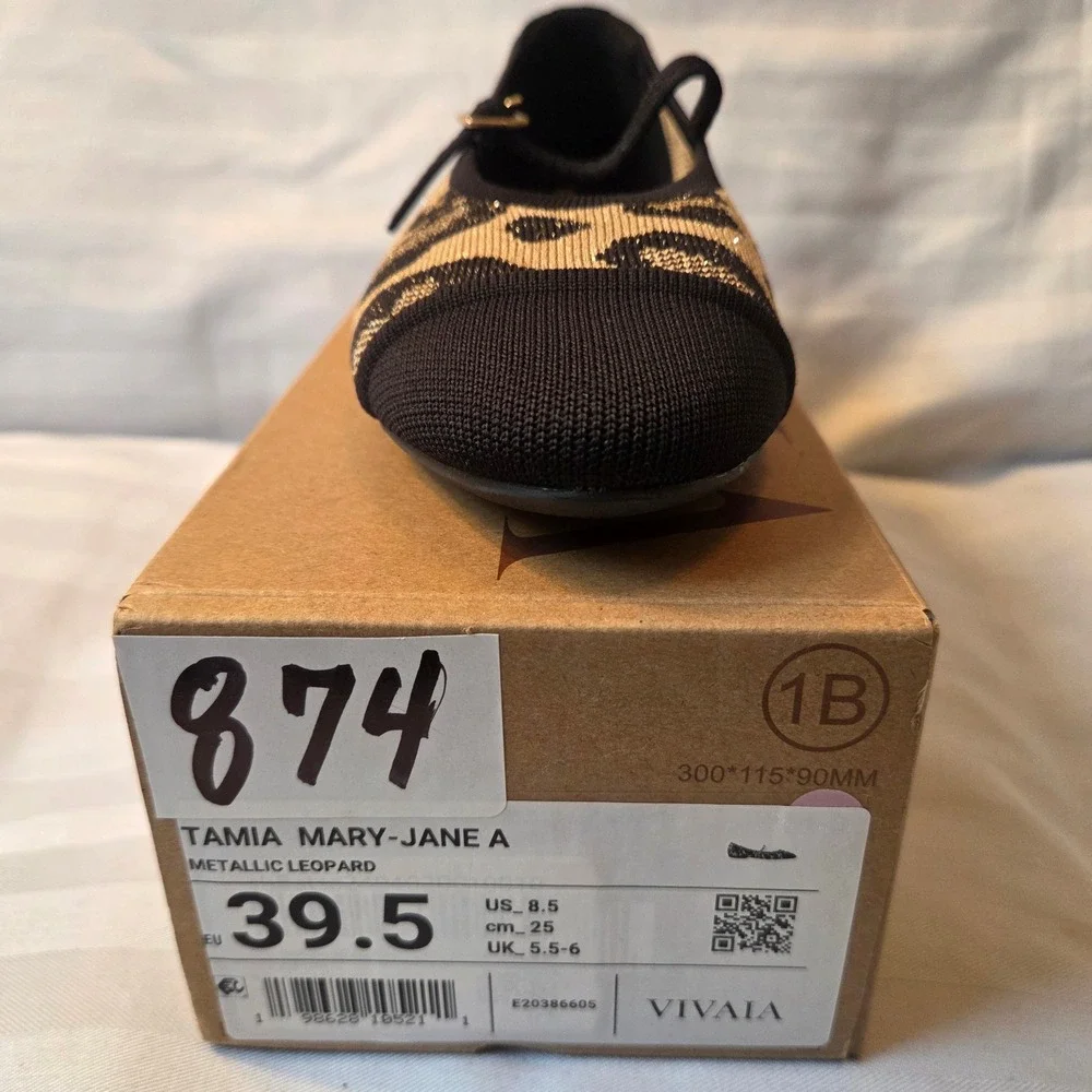 VIVAIA Tamia Metallic Leopard Almond Toe Mary Jane Flats EU 39.5 US 8.5 NEW